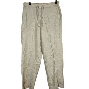 Coldwater Creek Linen Pant Tan Classic Neutral Minimalist Preppy Old Money Chic